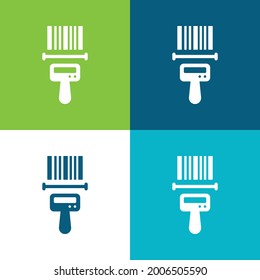 Barcode Reader Flat four color minimal icon set