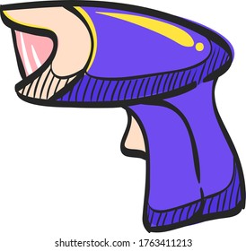 Barcode reader icon in color drawing. Electronic product identify price number buying