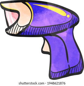 Barcode reader icon in color drawing. Electronic product identify price number buying