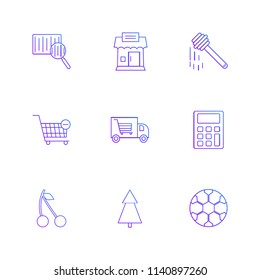 barcode reader  truck  calculator  tree  honey  cherry fruits  calculator  tree  football  icon vector design  flat  collection style creative  icons  cart