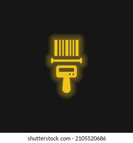 Barcode Reader yellow glowing neon icon