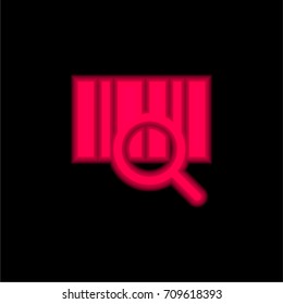 Barcode red glowing neon ui ux icon. Glowing sign logo vector