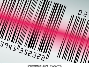 Barcode with red laser beam