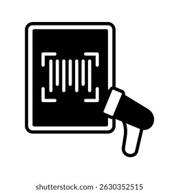 Glifo de escaneo de código de barras, mini icono de ilustración. uso para concepto moderno, impresión, interfaz de usuario, kit de UX, Web y desarrollo de App. Vector relacionado con ventas, logística y comercio electrónico