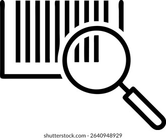 Barcode Scan Icon with Magnifying Glass Vector Illustration for Product Identification and Verification