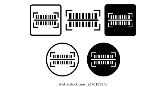 Conjunto de iconos de escaneo de código de barras Ilustración vectorial de Diseños cuadrados y circulares en blanco y negro