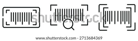 Barcode Scan Icon Set – Outline and Minimal Symbols for Retail, Inventory, and Digital Scanning Design