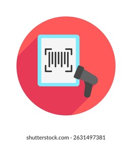 Código de barras Digitalizar cor plana arredondada, mini ícone de ilustração. use para conceito moderno, impressão, UI, kit UX, web e desenvolvimento de aplicativos. Vetor relacionado com vendas, logística e comércio eletrônico