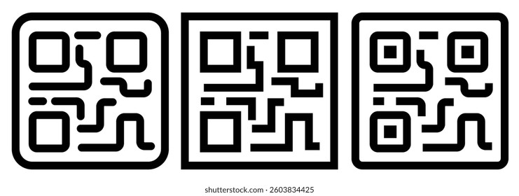 Barcode scaning icons set. Scan qr code or barcode icon vector in line and flat style on white background with editable stroke for apps and websites. Check Code icons. Vector illustrator