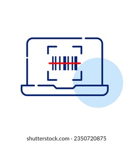 Barcode scanned with laser on laptop. Pixel perfect icon