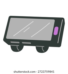 Escáner de código de barras con cinturones para llevar a mano Ilustración vectorial plana aislada en blanco. Equipo de almacén.