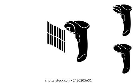 Barcode scanner, black isolated silhouette