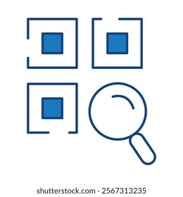 Barcode Scanner Blue Icon. Digital Marketing Icon Editable Stroke Vector Illustration