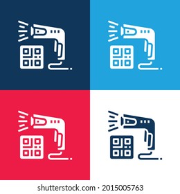 Escáner de código de barras azul y rojo cuatro colores conjunto de iconos mínimo