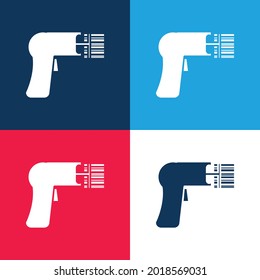 Barcode Scanner blue and red four color minimal icon set