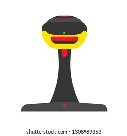 Barcode scanner business sign identification system equipment. Vector icon flat datum QR reader label sell