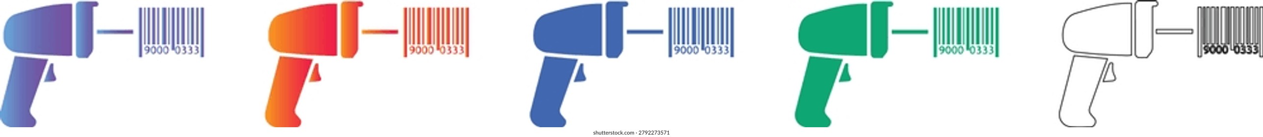Barcode Scanner and Data Icon Set in Gradient and Outline Styles vol 1638