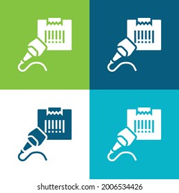 Barcode Scanner Flat four color minimal icon set