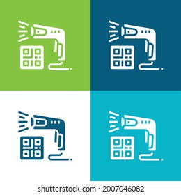 Barcode Scanner Flat four color minimal icon set