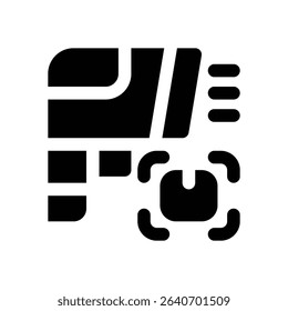 barcode scanner glyph icon. Strong and solid vector icon for websites, mobile interfaces, presentations, and visual branding. High quality and easy to edit.