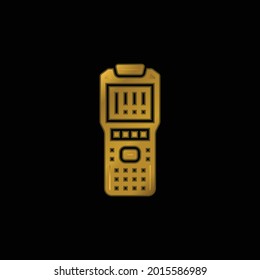 Barcode Scanner gold plated metalic icon or logo vector