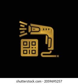 Barcode Scanner gold plated metalic icon or logo vector