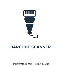 Barcode scanner icon. Black filled vector illustration. Barcode scanner symbol on white background. Can be used in web and mobile.