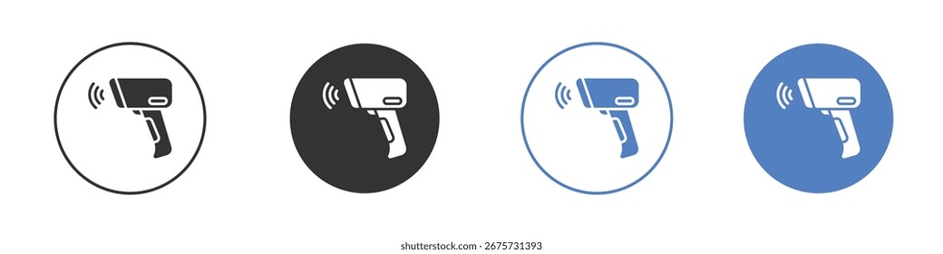 Colección de icono de escáner de código de barras para App en colores negro y azul