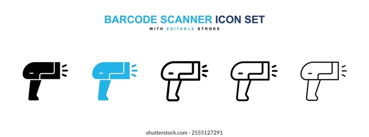 Barcode scanner icon collection in black and blue colors