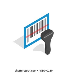 Barcode scanner icon. Isometric 3d illustration of bar code scanner vector icon logo isolated on white background. Equipment symbol