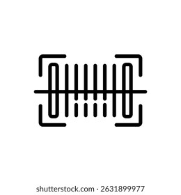 Barcode scanner icon in line style, isolated on white. Suitable for inventory, checkout, and product tracking designs.