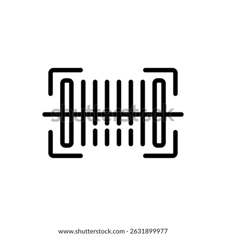 Barcode scanner icon in line style, isolated on white. Suitable for inventory, checkout, and product tracking designs.
