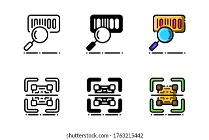Barcode scanner icon. With outline, glyph, and filled outline style