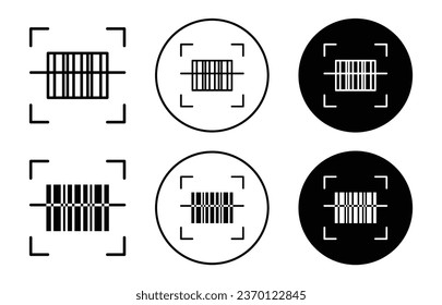 Barcode scanner icon. Product data number identification scanner symbol set. barcode Sku grid scan by laser reader vector sign. bar code reader or scanner line logo 