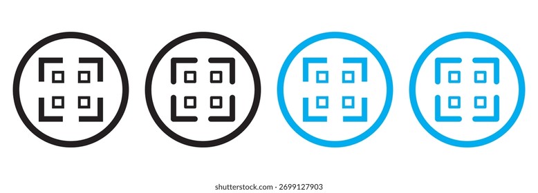 Barcode scanner icon. Scan QR code or barcode icon vector in line and flat style on white background with editable stroke for apps and websites. Vector illustration