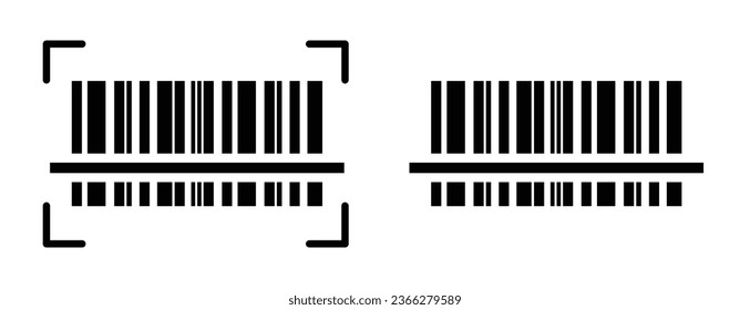 Barcode scanner icon icon set in black filled and outlined style. suitable for UI designs