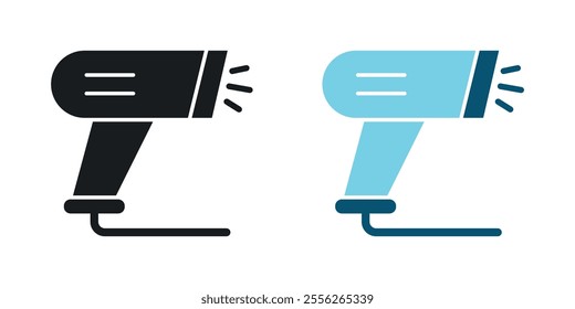 Barcode scanner icon set in black and colored versions.