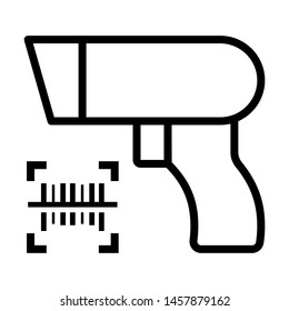 Barcode scanner icon. Stroke outline style. Vector. Isolate on white background.