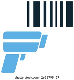 Barcode scanner icon vector for code reading, cargo tagging, and stock check. Ideal for warehouse item scan, delivery verification, and logistics tracking tool illustration.