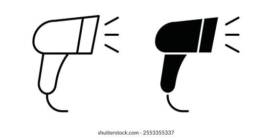 Barcode scanner icons in black filled and outlined style