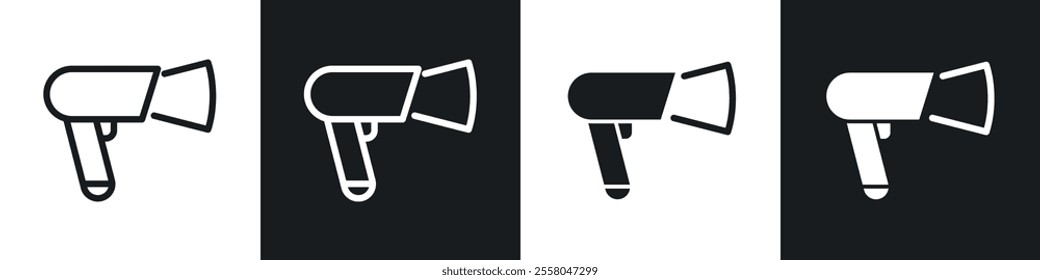 Barcode scanner icons pack in black and white filled and outlined versions.