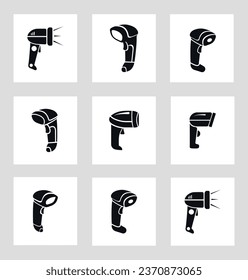 Barcode Scanner illustration Illustration Vector Clip Art Collection Design. barcode machine, technology machine, sticker Scanner. Barcode Scanner isolated,  product,bar scanning Machine collection