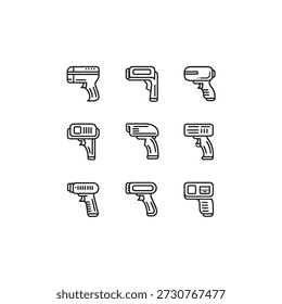 Barcode Scanner line art retail store checkout icon