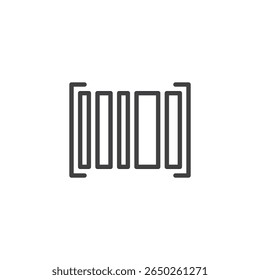 Ícone de linha do scanner de código de barras em estilo vetorial de contorno moderno. Representa check-out, estoque ou preço. Ícone e símbolo de identificação da tecnologia de varejo.