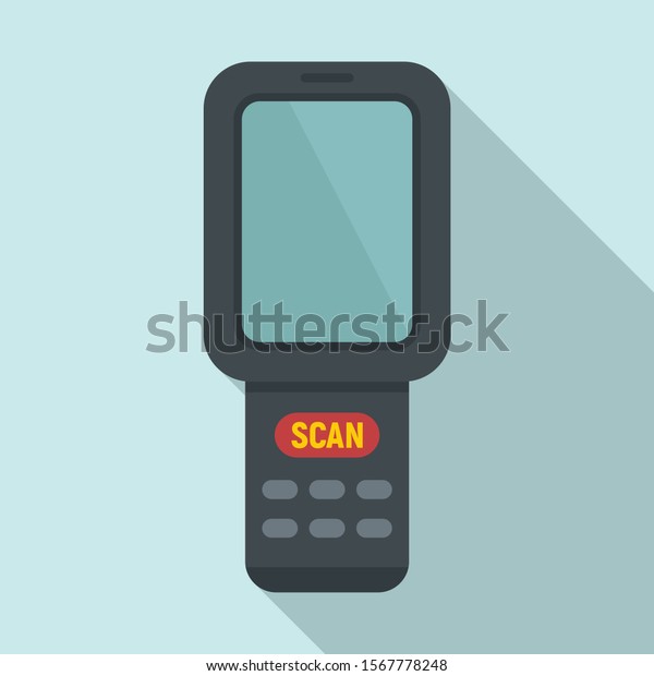 Barcode scanner monitor icon.\
Flat illustration of barcode scanner monitor vector icon for web\
design