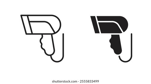 Barcode scanner outlined and solid icon vector collection.