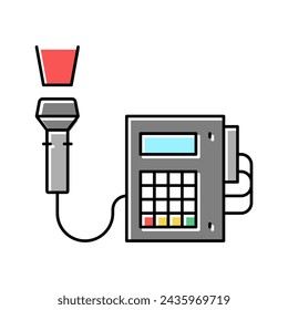 Barcode-Scanner mit POS-Terminal-Farbsymbol-Vektor. Barcode-Scanner mit POS-Terminal-Vorzeichen.