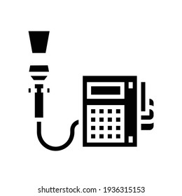 barcode scanner with pos terminal glyph icon vector. barcode scanner with pos terminal sign. isolated contour symbol black illustration
