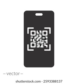 barcode scanner, scan qr code icon, phone app, flat vector illustration
