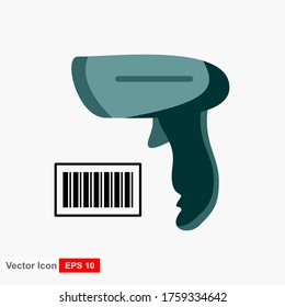 Barcode scanner to scan QR codes, flat style illustration.